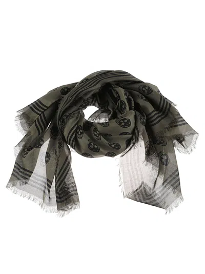 ALEXANDER MCQUEEN SKULL FRINGED SCARF