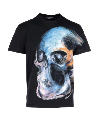 Alexander Mcqueen Skull Graffiti T-shirt In Black