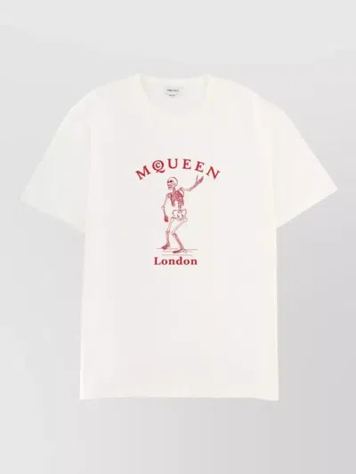 Alexander Mcqueen Skull Graphic Crew Neck Cotton T Shirt In White