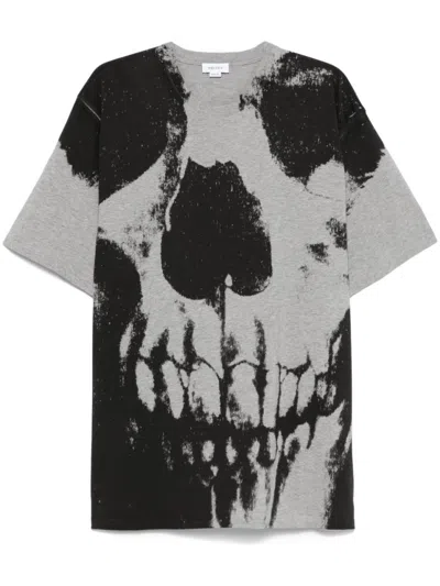 Alexander Mcqueen Skull Graphic Print Crew Neck T-shirt With Drop Shoulders In Black