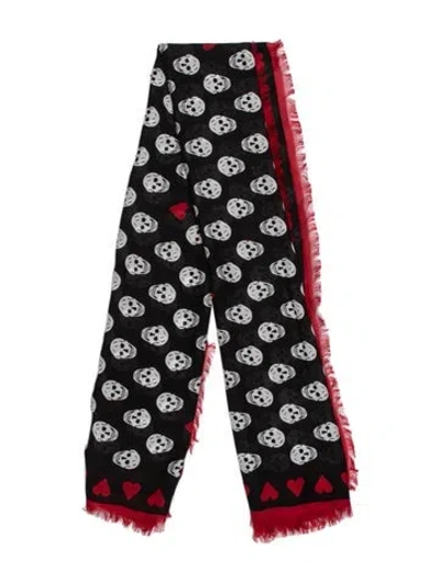 Pre-owned Alexander Mcqueen Skull Graphic Print Scarf In Black