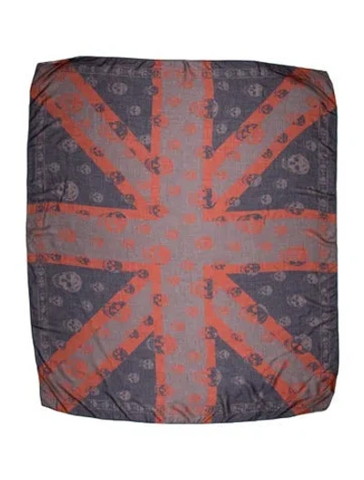 Pre-owned Alexander Mcqueen Skull Graphic Print Scarf In Red