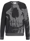 Alexander Mcqueen Skull Intarsia Wool Melange Crewneck Sweater In Grey