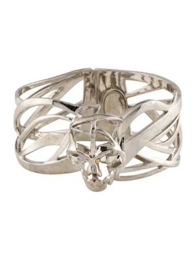Pre-owned Alexander Mcqueen Skull Hinged Bracelet, 6.5" In Multi