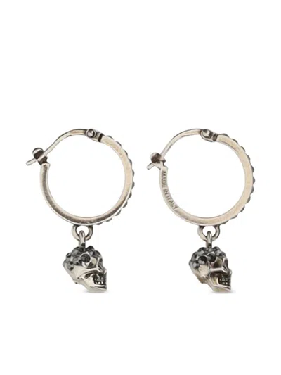 Alexander Mcqueen Skull Hoop Earrings In Blue