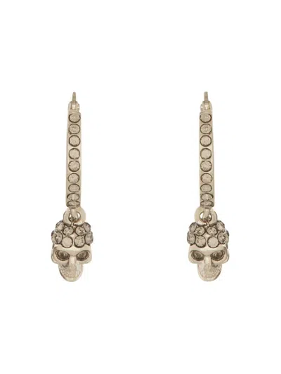 Alexander Mcqueen Skull Hoop Earrings In Gold