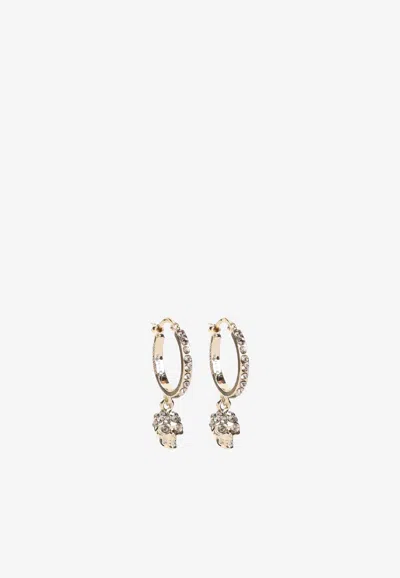 Alexander Mcqueen Skull Hoop Earrings In Burgundy