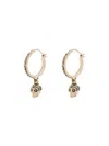 Alexander Mcqueen Gold-plated Crystal Skull Earrings In Metallic