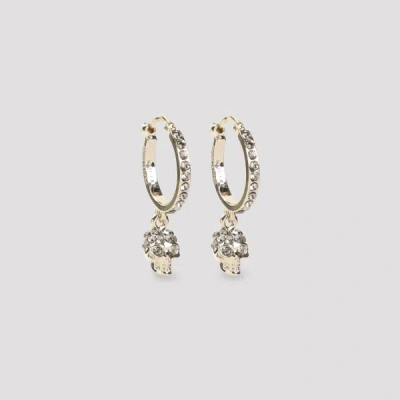 Alexander Mcqueen Mini Hoop Earrings With Crystal Accents In Burgundy