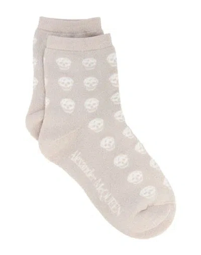 Alexander Mcqueen Skull-intarsia Glitter Socks Woman Socks & Hosiery Multicolored Size S Cotton, Pol In White