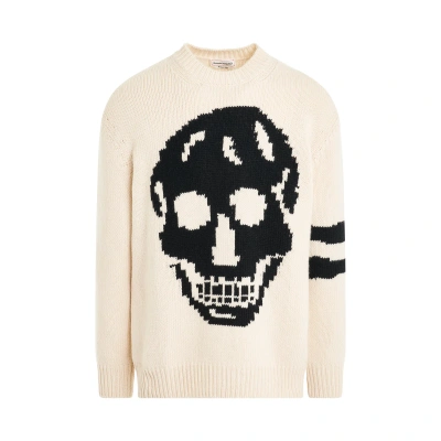 Alexander Mcqueen Skull Intarsia Knit Sweater In Neutral