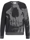 Alexander Mcqueen Skull Intarsia Wool Melange Crewneck Sweater In Black