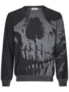 Alexander Mcqueen Skull Intarsia Wool Melange Crewneck Sweater In Black