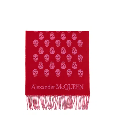 ALEXANDER MCQUEEN ALEXANDER MCQUEEN SKULL INTARSIA KNITTED FRINGED SCARF