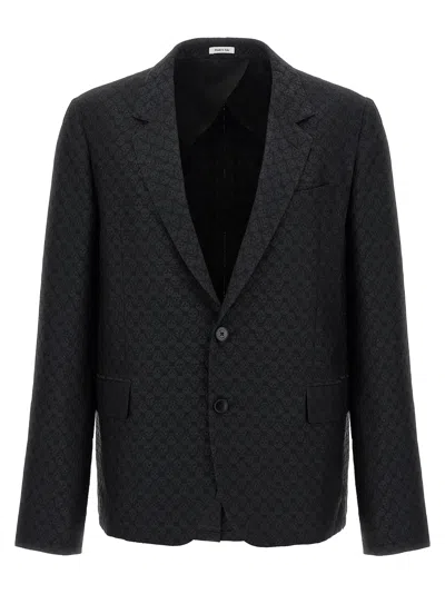 Alexander Mcqueen Skull Jacquard Blazer In Black