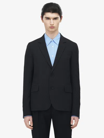 Alexander Mcqueen Skull Jacquard Deconstructed Jacket In Black