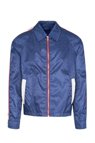 Alexander Mcqueen Skull Jacquard Jacket In Blue