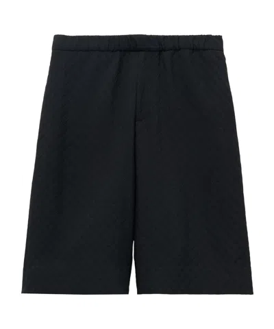 Alexander Mcqueen Skull Jacquard Shorts In Black