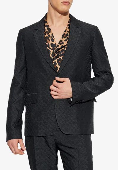 Alexander Mcqueen Skull Jacquard Single-breasted Blazer In Black