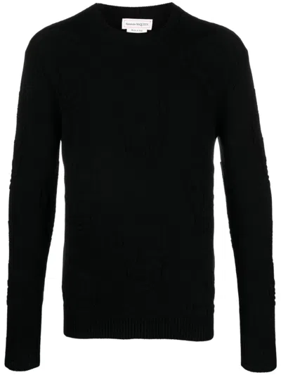 Alexander Mcqueen Skull Jacquard Sweater In Black