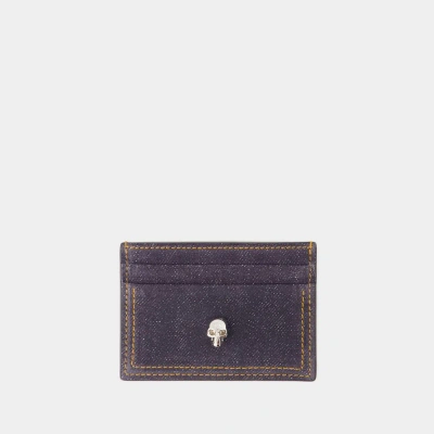 Alexander Mcqueen Skull Card Holder -  - Leather - Denim In Blue