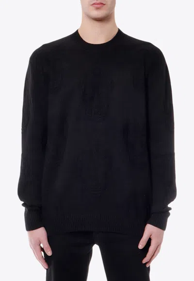 Alexander Mcqueen Skull Knitted Crewneck Sweater In Black