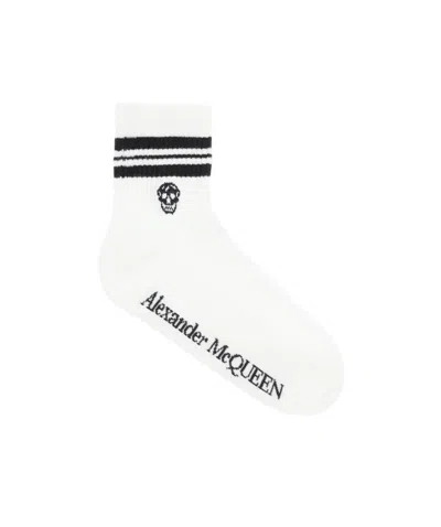 Alexander Mcqueen Skull Knitted Socks In White