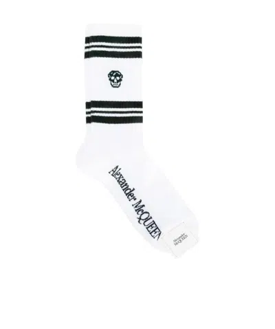 Alexander Mcqueen Skull Knitted Socks In White