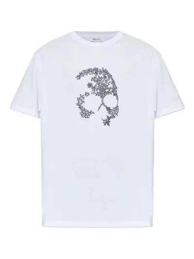 Alexander Mcqueen Skull Lace Detail T-shirt For Men In White