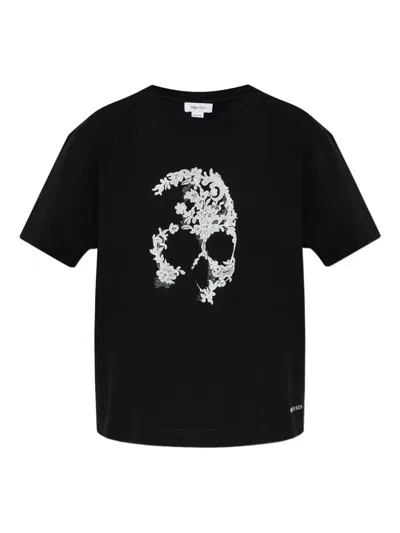 Alexander Mcqueen Skull-lace T-shirt In Black