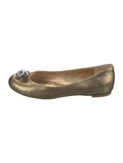 Pre-owned Alexander Mcqueen Skull Leather Ballet Flats