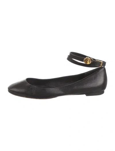 Pre-owned Alexander Mcqueen Skull Leather Ballet Flats In Black