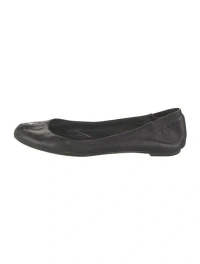 Pre-owned Alexander Mcqueen Skull Leather Ballet Flats In Black