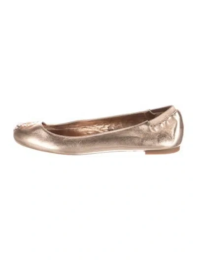 Pre-owned Alexander Mcqueen Skull Leather Ballet Flats In Gold