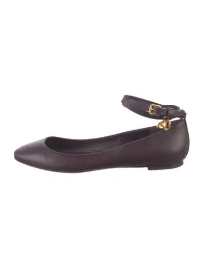 Pre-owned Alexander Mcqueen Skull Leather Ballet Flats In Purple