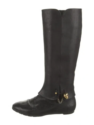 Pre-owned Alexander Mcqueen Skull Leather Boots In Black