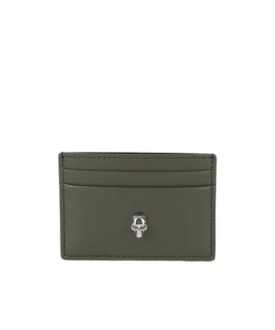 Alexander Mcqueen Skull Leather Card Holder In Black
