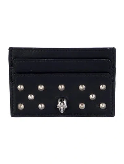 Pre-owned Alexander Mcqueen Skull Leather Card Holder In Black