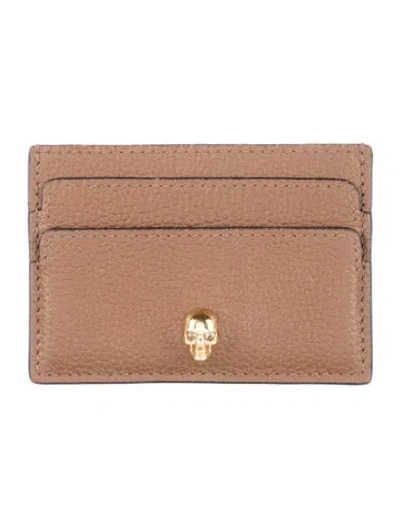 Pre-owned Alexander Mcqueen Skull Leather Card Holder In Brown