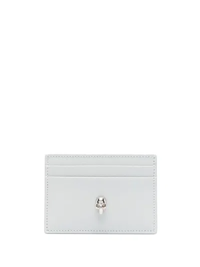Alexander Mcqueen Skull Leather Card Holder In Grau