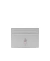 Alexander Mcqueen Skull Leather Card Holder In Gray