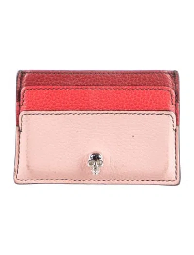 Pre-owned Alexander Mcqueen Skull Leather Card Holder In Pink