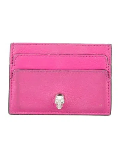 Pre-owned Alexander Mcqueen Skull Leather Card Holder In Pink