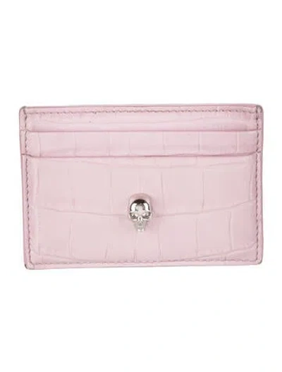 Pre-owned Alexander Mcqueen Skull Leather Card Holder In Pink