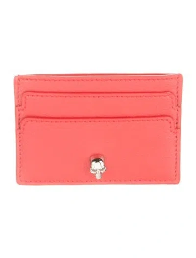 Pre-owned Alexander Mcqueen Skull Leather Card Holder In Red
