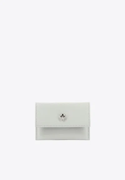 Alexander Mcqueen Skull Leather Cardholder In Gray