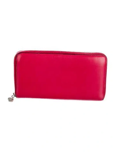 Pre-owned Alexander Mcqueen Skull Leather Continental Wallet In Red