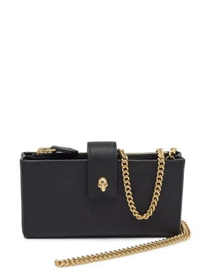 Pre-owned Alexander Mcqueen Skull Leather Crossbody Bag In Black