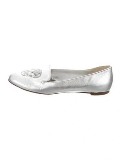 Pre-owned Alexander Mcqueen Skull Leather Loafers In Silver