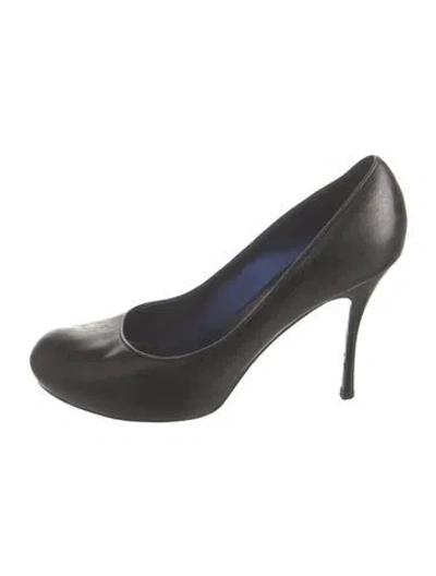 Pre-owned Alexander Mcqueen Skull Leather Pumps In Blue